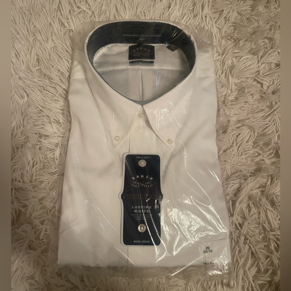 Eagle Shirtmakers Since 1867 Dress Shirt with Stretch Collar (Lasting White)